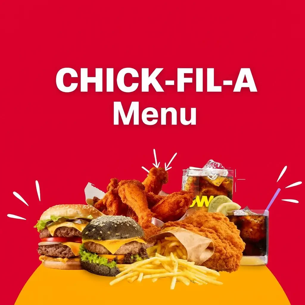 “Chick-fil-A menu featuring popular chicken sandwiches, nuggets, and meal options”